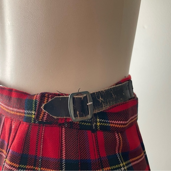 70s Vintage Scottish 100% Wool Plaid Red Kilt Vest Set The Tartan Gift Shops - Picture 6 of 13